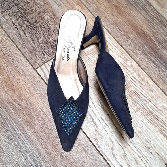 Dezario Blue Elegant Mules with Minimalist Design Rhinestone Accent Size 7 - Picture 2 of 7